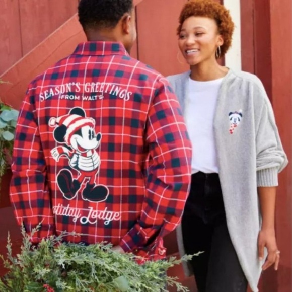 NWT Disney Minnie Mouse Christmas Holiday Metallic Knit Gray Cardigan Sweater XL - Picture 4 of 11